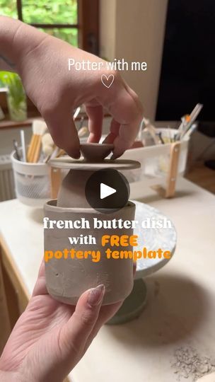 56K views · 1.6K reactions | by @pottery.by.denise. Potter with me 🧈 - french butter dish  Template time, you can find it via the link in my bio (only until 21.06.2024)💃🏽💃🏽  This is probably one of my most requested templates. So to those who wanted a French butter crock, I hope you like it. 🫶🏼🫶🏼🙌🏼  Please note: this is a slightly smaller version. If you want it to be larger, you may need to adjust the pieces a little bit.  Have fun recreating it 💃🏽🫶🏼 FOLLOW👉 @loveinpottery for more pottery contents ☕️ !  visit their page and support 💕  Follow us on @mustvisitguide (Travel Lovers) & @musthomeguide (Interior Lovers) !  #ceramics #homedecor #stoneware #handmade #porcelain #interiordesign #wheelthrown #glaze #keramik #craft #tableware #handmadeceramics #ceramicartist #ceramic Ceramic Butter Dish Template, Butter Crock Pottery, Butter Dish Template, French Butter Dish, French Butter, Butter Crock, Ceramic Butter Dish, Handmade Porcelain, Travel Lover