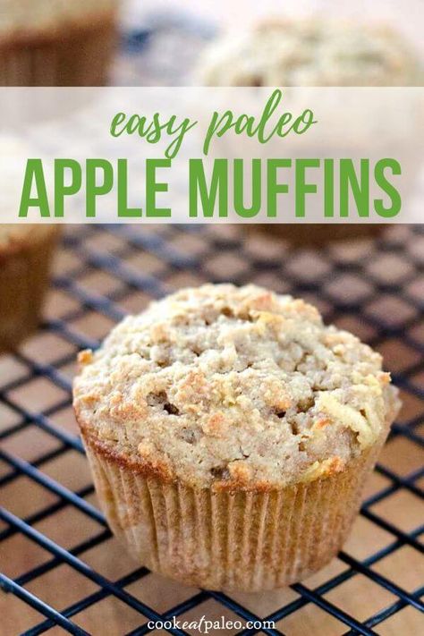 Paleo Apple Muffins - Easy Apple Cinnamon Muffin Recipe Paleo Apple Muffins, Muffins Apple, Apple Cinnamon Muffins Recipe, Breakfast Paleo, Paleo Apple, Paleo Muffins, Apple Donuts, Apple Cinnamon Muffins, Apple Pancakes