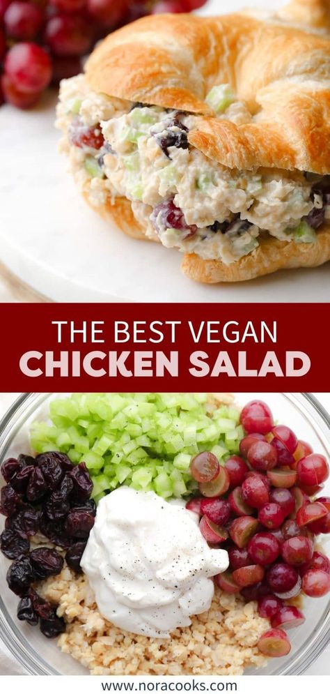 Jul 20, 2023 - This 15-minute Vegan Chicken Salad is a perfect picnic recipe made with mashed chickpeas, crunchy almonds, fruit, and vegan mayo. Vegan Chicken Salad Recipe, Vegan Gluten Free Lunch Ideas, Meat Free Lunch Ideas, Vegan And Plant Based Recipes, Veggie Dinner Ideas Vegetarian, Vegan Celery Recipes, Easy Summer Vegan Meals, Tofu Chicken Salad, Vegan Grilled Recipes