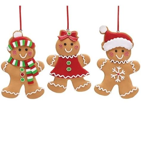 Clay Dough Gingerbread Cookie Ornaments - Pack of 4 Sets · Ellisi Gifts Snowflake Gingerbread, Gingerbread Girl Cookie, Gingerbread Santa, Clay Dough, Gingerbread Crafts, Gingerbread Christmas Decor, Gingerbread Decorations, Gingerbread Ornaments, Ornament Cookies