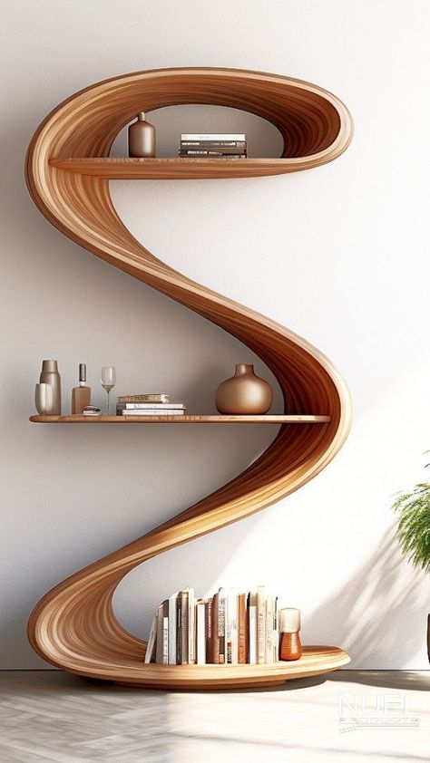 Nuel | Elegance in Wood:Shelf concepts Collections 5 🌿✨ by @nuelproducts #nuelproducts All rights reserved 2024 © Nuelproducts . . . . .… | Instagram Unique Book Shelf, Large Workshop, Furniture Studio, Bookcase Decor, Futuristic Furniture, Furniture Design Wooden, Elegant Furniture, Wood Shelf, Creative Furniture