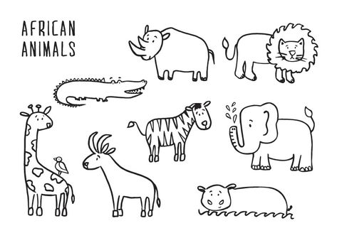 African Animals Colouring Page Africa Animals Coloring Pages, Safari Animals Drawing Easy, Jungle Animals Drawing Easy, Zoo Animal Doodles, African Animals Coloring Pages, African Animals Activities For Kids, Colouring In Pages For Kids, Cute Colouring In Pages, Cartoon Practice