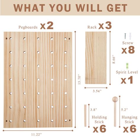 Millwood Pines Tetonia 16"H x 23"W Pegboard | Wayfair Wood Pegboard, Harlem Apartment, Wooden Pegboard, Room Partition Wall, Pegboard Organization, Organization Board, Organization Products, Fa Fal, Living Room Partition