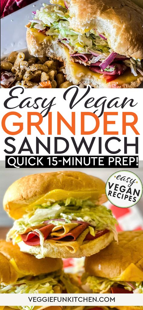 Lettuce Slaw, Vegan Deli Meat, Grinder Sandwich, Vegan Sandwich Recipes, Vegan Potato Salads, Vegetarian Sandwich, Vegan Potato, Vegan Main Dishes, Vegan Sandwich