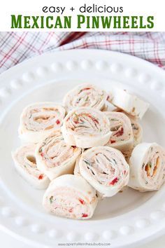 These Easy Mexican Tortilla Pinwheels are great served as an appetizer or for lunch!  Delicious, flavourful little bites...with cream cheese, taco spice, peppers, onions, cilantro, salsa and cheese!  So good. Mexican Pinwheels Appetizers, Rollups Appetizers, Pinwheel Appetizers Cream Cheese, Tortilla Pinwheel Appetizers, Bacon Pinwheels, Mexican Pinwheels, Tortilla Pinwheels Recipe, Cream Cheese Pinwheels, Baked Appetizers