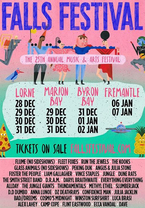 Falls festival - 2018 Sunday Music, Posters Music, Fleet Foxes, Ringing In The New Year, Festival Inspo, Music Festival Poster, Festival Poster, Typographic Poster, Festival Posters