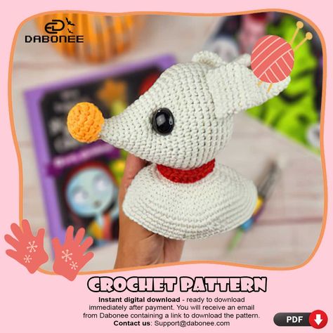 Zero Ghost Dog The Nightmare Before Christmas Crochet Pattern PDF Instant Download Crochet Nightmare Before Christmas, Zero Ghost Dog, Nightmare Before Christmas Crochet, Christmas Crochet Pattern, Crochet Cute, Ghost Dog, Towel Hanger, The Nightmare Before Christmas, The Nightmare