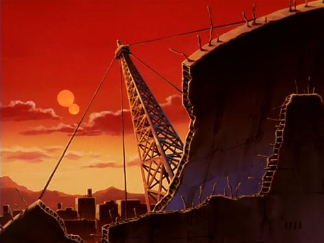 Trigun Stampede Scenery, Trigun Scenery, Vash The Stampede Aesthetic, Trigun Screencap, Trigun Stampede Aesthetic, Trigun Background, Trigun Aesthetic, Trigun 1998, Chill Art