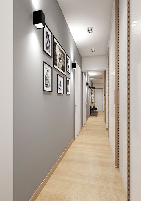 Hallway With Paintings, Wall Corridor Design, Corridor Wall Color Ideas, Corridor Wall Design Home, Corridor Painting Ideas, Corridor Paint Ideas, Corridor Design Home Narrow Hallways, Passage Wall Decor Ideas, Hallway Ideas Long