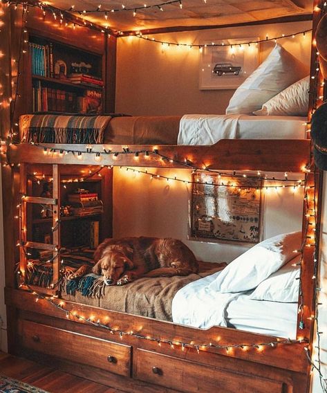 Camping | Hiking | Outdoors 🏕 on Instagram: “@puffinandbennie wanted the bottom bunk, guess I’ll take the top bunk! via @cabinlust @cabinafflicted #cabinlust #cabinafflicted” Bunk Bed Aesthetic, Aesthetic Bunk Bed, Bunk Bed Decor, Bedroom Design On A Budget, Bunk Bed Room, Bunk Bed Rooms, England House, Ecological House, Hippie Bedroom