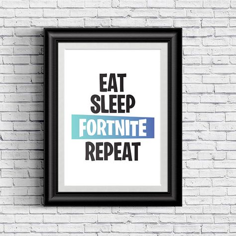 Eat Sleep Fortnite Repeat Print Poster Fortnite Bedroom, Fortnite Room, Boys Room Diy, Minimalist Kids Room, Gamer Bedroom, Repeat Prints, Temporary Wallpaper, Boys Bedroom Decor, Gamer Room