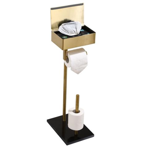 Cool Toilet Paper Holder, Toilet Paper Holder Freestanding, Gold Toilet Paper Holder, Unique Toilet Paper Holder, Cool Toilets, Standing Toilet Paper Holder, Toilet Paper Holder With Shelf, Free Standing Toilet Paper Holder, Gold Toilet