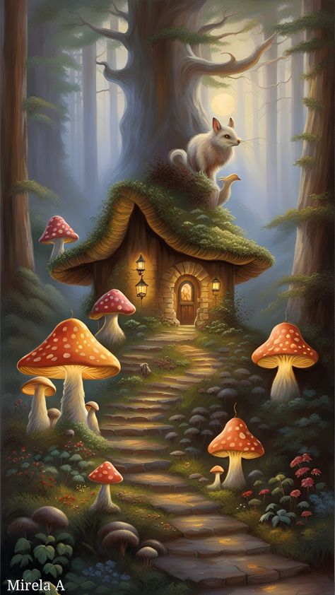 Fairy Toadstool, A Kind Of Magic, Fantasy Worlds, Fairy Crafts, Mushroom House, Autumn Scenery, Fantasy Fairy, Fairy Land, Dream Art