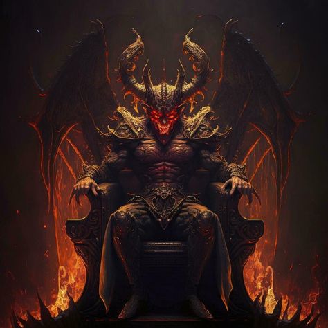 Scenery Concept Art, Fantasy Scenery, King On Throne, Evil Demons, Warrior King, Demon Art, The Throne, Demon King, Eye Drawing