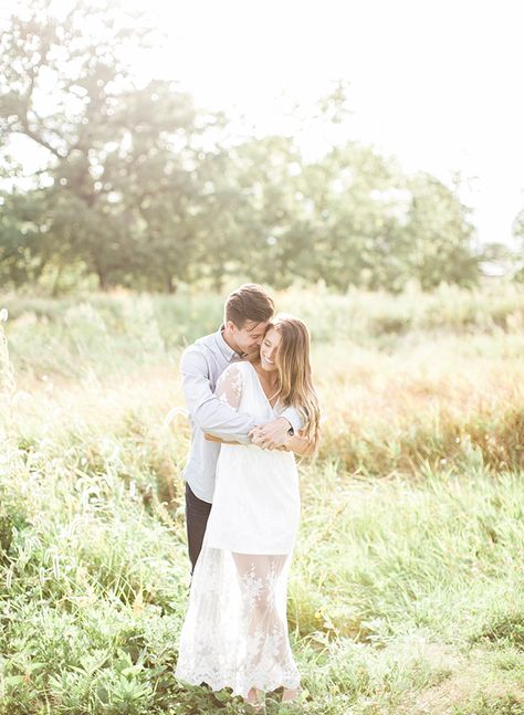 Light & Airy Engagement Photos - Inspired By This Photography Lighting Ideas, Light And Airy Engagement Photos, Airy Engagement Photos, Anniversary Dresses, Spring Pics, Backyard Engagement, Country Engagement Pictures, Pastel Photography, Perfect Pictures