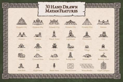 How To Draw Ruins On A Map, How To Make Icons, Map Effects, Map Building, Map Drawing, Map Sketch, Fantasy Map Making, Map Symbols, Map Making