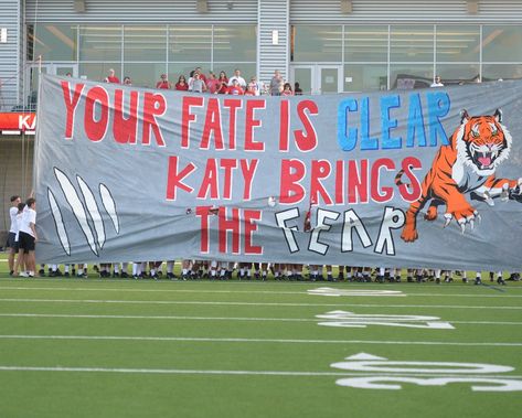 Katy High School, Katy, High School, Katy Tigers, Tigers, Football, Texas, Texas Football, Run-Through, Football Run-Through, Katy vs Clear Springs 2019 Football Spirit Signs, Football Game Signs, Run Through Signs, High School Football Posters, Cheer Banners, Cheerleading Signs, Spirit Posters, School Spirit Posters, Football Run