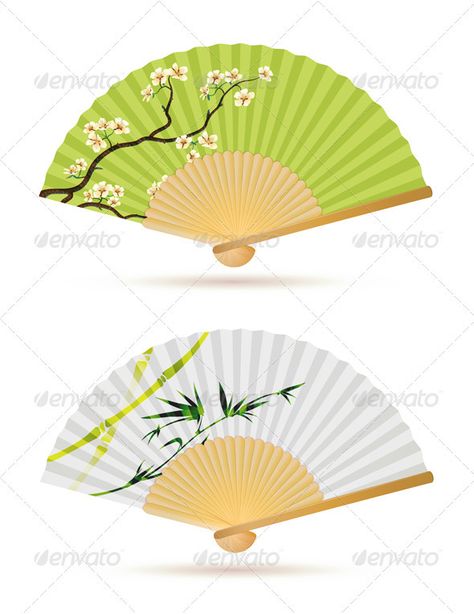 Chinese Fan Illustration, Japanese Fan Design, Chinese Fan Design, Family Tree Wall Sticker, Paper Hand Fans, Asian Accessories, Ornament Painting, Japanese Hand Fan, Chinese Hand Fan