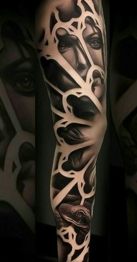 Biomech Tattoo, Sleeve Tattoos For Men, Mangas Tattoo, Tattoo Diy, Sleeve Tattoo Ideas, Leg Sleeve Tattoo, 3d Tattoos, 3d Tattoo, Tattoo Project