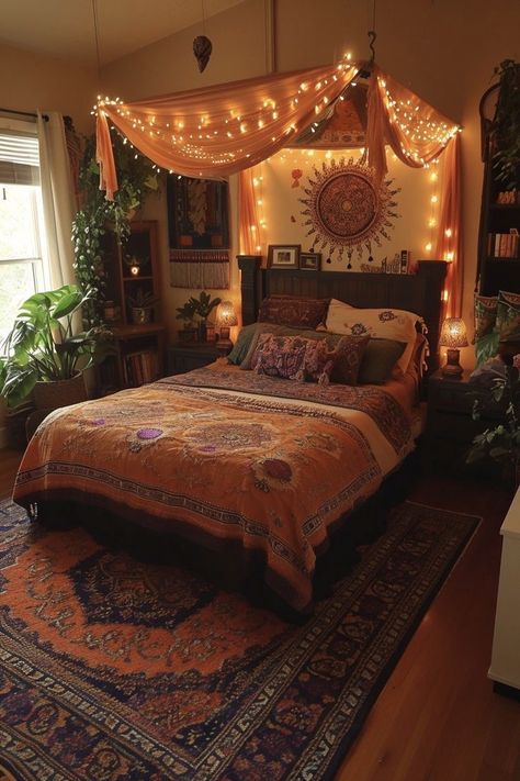 Tapestry In Bedroom, Hippy Bedroom Ideas, Boho Minimalist Bedroom, Bedroom Ideas Boho, Hippie Room, Chill Room, Future Apartment Decor, Room Redesign, Dream House Rooms