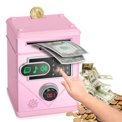 PRICES MAY VARY. 🎁🎁【Functional Upgrade】: Piggy bank adopts touch screen password lock, upgraded in the button mode of the traditional money bank;Interactive touchscreen, kids can easily make deposits and withdrawals; After a long time of non-use and the screen is off, you can click the money bank to wake up the screen. 🎁🎁【Easy to Use】: This money bank can store coins, banknotes through the top and front slots. The LED counter at the door handle keeps track of currency(Note:The counting funct Box For Birthday, Bank For Kids, Curvy Casual Outfits, Money Saving Box, Bank Money, Currency Note, Savings Box, Girls Toys, Kids Money