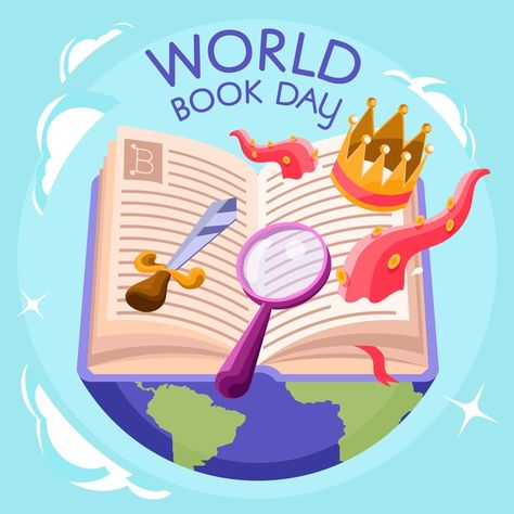 Happy world book day adventures in books... | Free Vector #Freepik #freevector #book Happy World Book Day, Colorful Arrangements, Magic Spell Book, World Book Day, Book Logo, Happy Books, Book Day, Cartoon Boy, Girls Cartoon