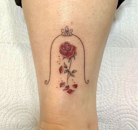 Beauty And The Beast Simple Tattoo, Beauty And The Beast Flower, Buttercup Tattoo, Beauty And The Beast Rose Tattoo, Flower Finger Tattoos, Ink Tattoo Design, Belle Tattoo, Mirror Tattoos, Disney Sleeve Tattoos