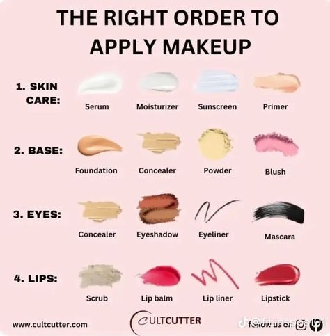 Order To Apply Makeup, Makeup Cantik, Makeup Order, Simple Makeup Tips, Makeup Artist Tips, Makeup Help, Face Makeup Tips, Face Makeup Tutorial, Apply Makeup