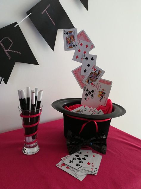 Magician Centerpieces, Magician Theme Party, Magician Party Decorations, Magic Theme Party Decorations, Magician Party Ideas, Magic Birthday Party Theme, Magic Party Theme, Magician Birthday Party, Comic Christmas