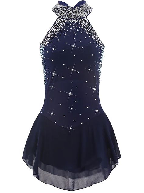 Figure Skating Dress Women's Girls' Ice Skating Dress Outfits Dark Navy Open Back Mesh Spandex High Elasticity Training Practice Professional Skating Wear Handmade Crystal / Rhinestone Sleeveless Ice 8878811 2022 – $333.59 Figure Skating Competition Dresses, Figure Skating Outfits, Figure Skating Dress, Ice Skating Dresses, Competition Dress, Skating Dress, Skate Wear, Skating Outfits, Figure Skating Dresses