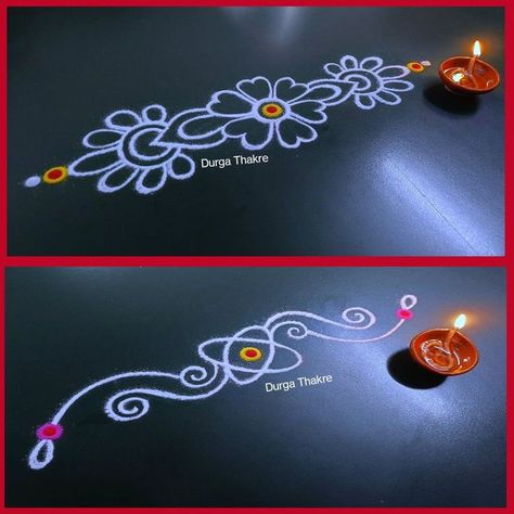 Designs On Gadapa, Gadapa Rangoli Designs, Simple Side Rangoli Designs, Simple Rangoli Border Designs Easy, Simple Border Rangoli Designs, Side Designs For Rangoli, Side Rangoli Designs Easy, Big Rangoli Designs With Dots, Rangoli Border Designs Simple