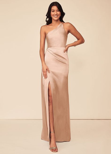 Nude Satin Dress, Nude Formal Dresses, Gold Bridesmaid Dress, Nude Color Dress, Bridesmaid Dresses Separates, Rose Gold Bridesmaid Dress, Farewell Dresses, Dress Rose Gold, Bridesmaid Dresses Satin