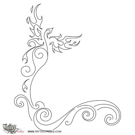 Waves Tattoo Design, Phoenix Drawing, New Beginning Tattoo, Phoenix Tattoo Feminine, Small Phoenix Tattoos, Angel Wings Drawing, Learn To Tattoo, Phoenix Tattoos, Filigree Tattoo