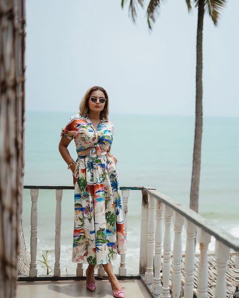 Outfit print dedicated to GOA 🏖️🏝️ - - - Location @thecapegoa - - - #goadiaries #goa #goodvibes #goabeach #goahotels #goablogger #shivalistyles #classifiedbirdtravels Goa Outfits, Holiday Outfits Beach, Blue And White Shirt, Holiday Outfit, Goa, Outfit Idea, Holiday Outfits, Shiva, Beach Outfit