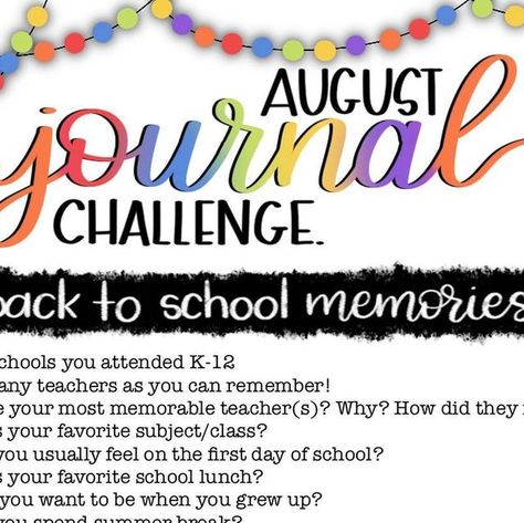 Memories By Meyers Journal, Memories By Meyers, Journal Challenge, Thanks To You, Favorite Subject, School Memories, July 31, Fun Challenges, Artist On Instagram