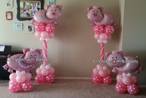 Princess Piggie Balloon Columns Balloon Arch Decorations, Balloon Columns, Balloon Arch, Party Balloons, Kids Birthday Party, Kids Birthday, Birthday Parties, Baby Mobile, Arch