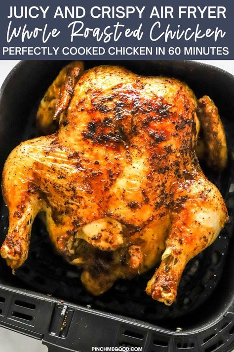 Air Fryer Roast Chicken, Frozen Whole Chicken, Whole Chicken In Oven, Chicken In Air Fryer, Cook A Whole Chicken, Braised Chicken Breast, Cooking Whole Chicken, Whole Chicken Recipes, Whole Roasted Chicken