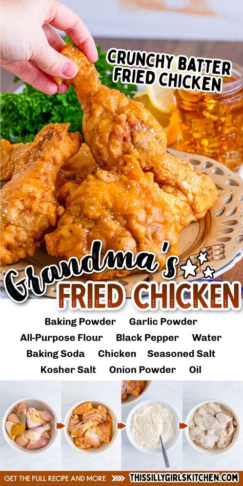 Grandma’s Fried Chicken Ina Garten Fried Chicken, Louisiana Chicken Fry Batter Recipe, Fried Chicken Recipes Crispy, Coating For Fried Chicken, Popeyes Fried Chicken Recipe, Crisco Fried Chicken, Fried Chicken No Buttermilk, Quick Fried Chicken, Southern Fried Chicken Tenders