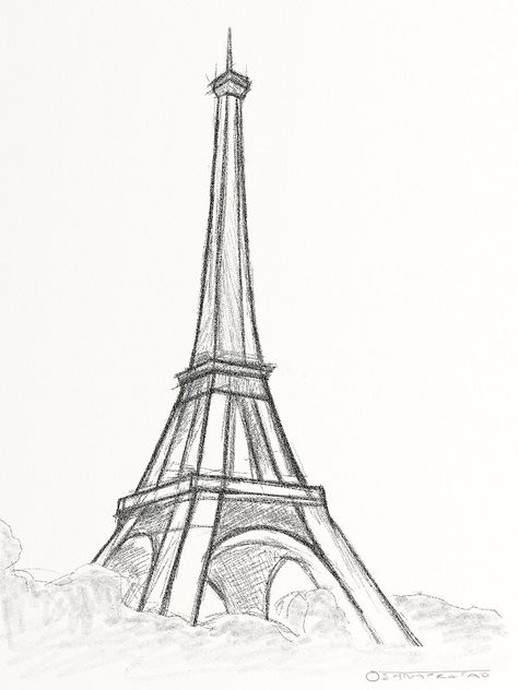 drawings of towers | Eiffel Tower Quick Sketch « Bombay Drift Eiffel Tower Drawing, Tower Drawing, Easy Pencil Drawings, Kraf Kertas, Desen Realist, 흑백 그림, Pencil Drawings Easy, Seni Cat Air, Easy Drawings Sketches