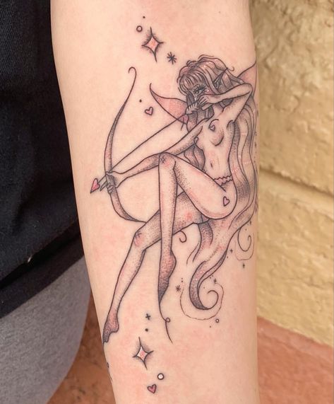 Pixie Tattoo, Sagittarius Tattoo Designs, Sagittarius Tattoo, Fairy Tattoo Designs, Sharpie Tattoos, Inspiration Tattoos, Pretty Tattoos For Women, Fairy Tattoo, Discreet Tattoos