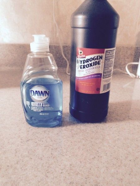 Dawn and Peroxide Homemade Stain Remover | ThriftyFun Peroxide Stain Remover, Homemade Stain Remover, How To Whiten Clothes, Remove Sweat Stains, Homemade Stain Removers, Diy Stain Remover, Dawn Dishwashing Liquid, Blue Dawn, Laundry Stain Remover