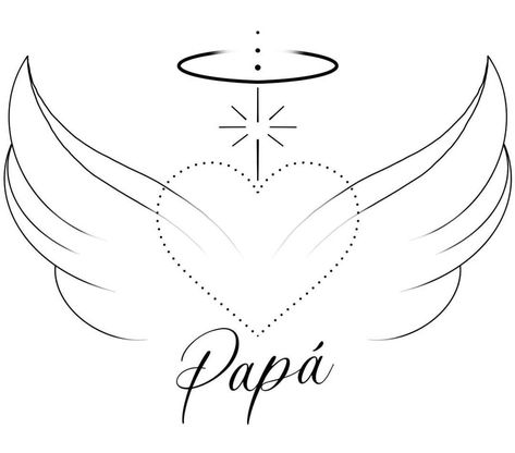 Mother Memorial Tattoos Mom Angel, Tattoos For Your Dad, Mom Remembrance Tattoos, Papa Tattoo Design, Papa Tattoo, Rip Tattoos, Tattoos For Dad Memorial, Memorial Tattoo Quotes, Alas Tattoo