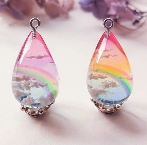 Crow Confetti, Resin Inspiration, Cloud Pendant, Rainbow Clouds, Resin Pendants, Rainbow Cloud, Resin Pendant, Resin Jewelry, Resin Art