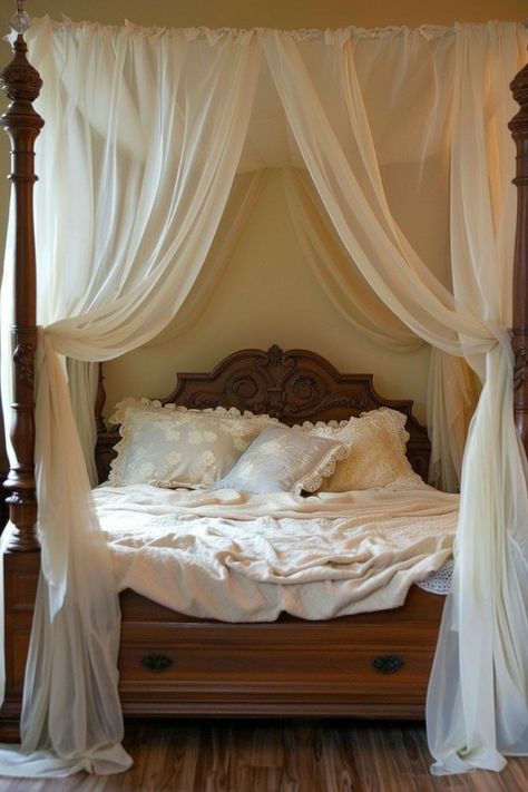 Multipurpose Guest Room, Canopy Bed Ideas, Iron Canopy Bed, Bed Aesthetic, Country Style Bedroom, Canopy Beds, Canopy Bed Frame, Best Bedroom, Up House