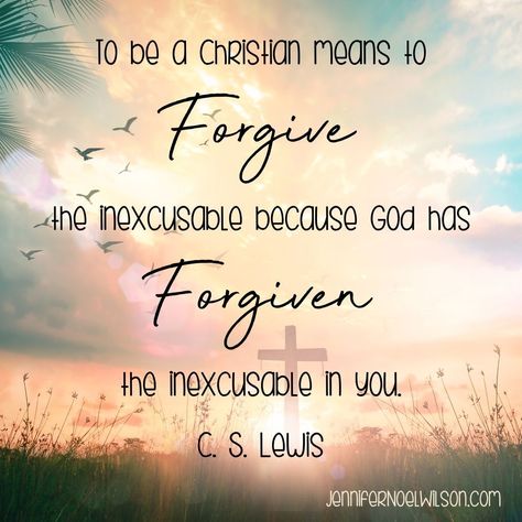 ❤️ A beautiful C.S. Lewis quote I recently heard in a sermon about forgiveness.❤️ "To be a Christian means to forgive the inexcusable because God has forgiven the inexcusable in you." He must have been quoting the following bible verse. We can forgive others because Jesus forgives us. "Be kind to one another, tenderhearted, forgiving one another, as God in Christ forgave you." Ephesians 4:32 #cslewisquotes C.s. Lewis Quotes, Jesus Forgives, C S Lewis Quote, Forgive Others, Be Kind To One Another, Lewis Quotes, Ephesians 4:32, Cs Lewis Quotes, God Forgives