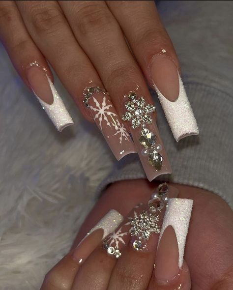 Long Acrylic Nail Designs, Diy Acrylic Nails, Winter Nails Acrylic, Nails Design With Rhinestones, Long Acrylic Nails Coffin, Christmas Nails Acrylic, Unique Acrylic Nails, Acrylic Nails Coffin Short, Gem Nails