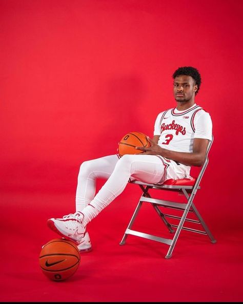 College Basketball Photoshoot, Media Day Basketball, Nba Media Day, Ohio State College, Lebron James Jr, Basketball Pictures Poses, Ohio State Basketball, Random Vibes, Bronny James