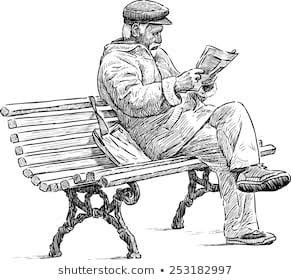 Newspaper Sketch, Bench Drawing, Person Reading, Human Sketch, Reading Newspaper, Human Figure Sketches, Sketches Of People, Human Figure Drawing, Figure Sketching