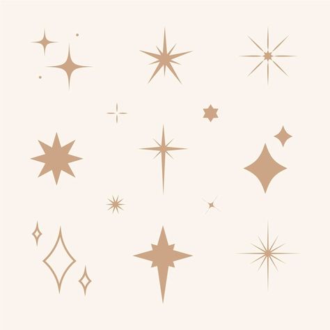 North Star Illustration, Celestial Packaging, Sparkle Graphic, Star Illustration, Graphic Design Elements, 카드 디자인, Sparkling Stars, Vintage Star, Star Logo