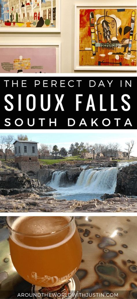 Your travel guide to a perfect day when you visit Sioux Falls, South Dakota including art, music, outdoors, food & drinks from travel writer Justin Walter. #TravelDestinationsUsaDrinks Sioux Tattoo, Travel Indiana, Traveling Usa, Usa Drinks, South Dakota Vacation, Sioux City Iowa, South Dakota Travel, Sioux Indian, Siouxsie Sioux